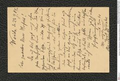 Nachlass Franz Steindachner, Postkarte von Emil Weiske an Franz Steindachner (21.09.1908), Inv.Nr. 582.03, Seite 2